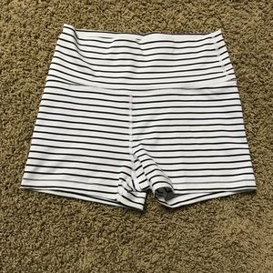 High waisted b&w striped shorts